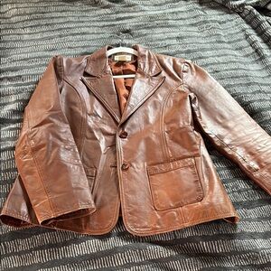 Rubbish Brown Leather Jacket